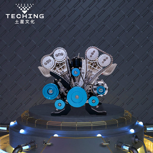 TECHING L4 Car Engine Model Full Metal Assembling Four-cylinder Building Kits