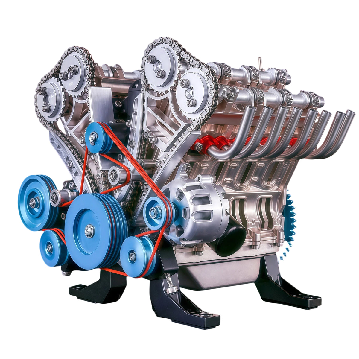 TECHING L4 Car Engine Model Full Metal Assembling Four-cylinder Building Kits