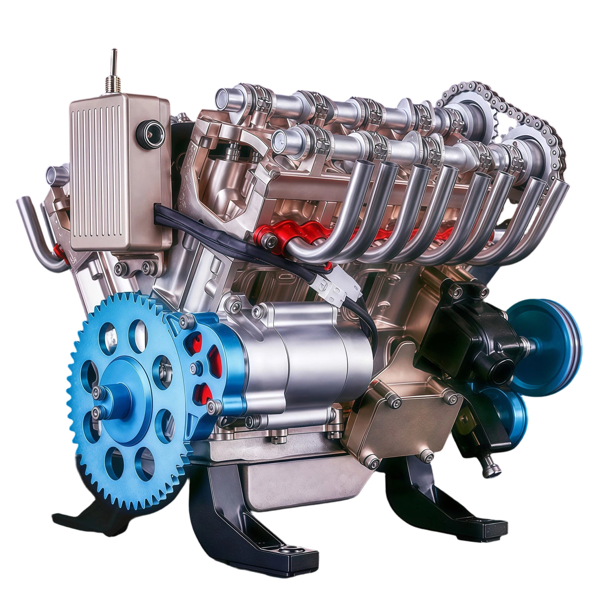 TECHING L4 Car Engine Model Full Metal Assembling Four-cylinder Building Kits
