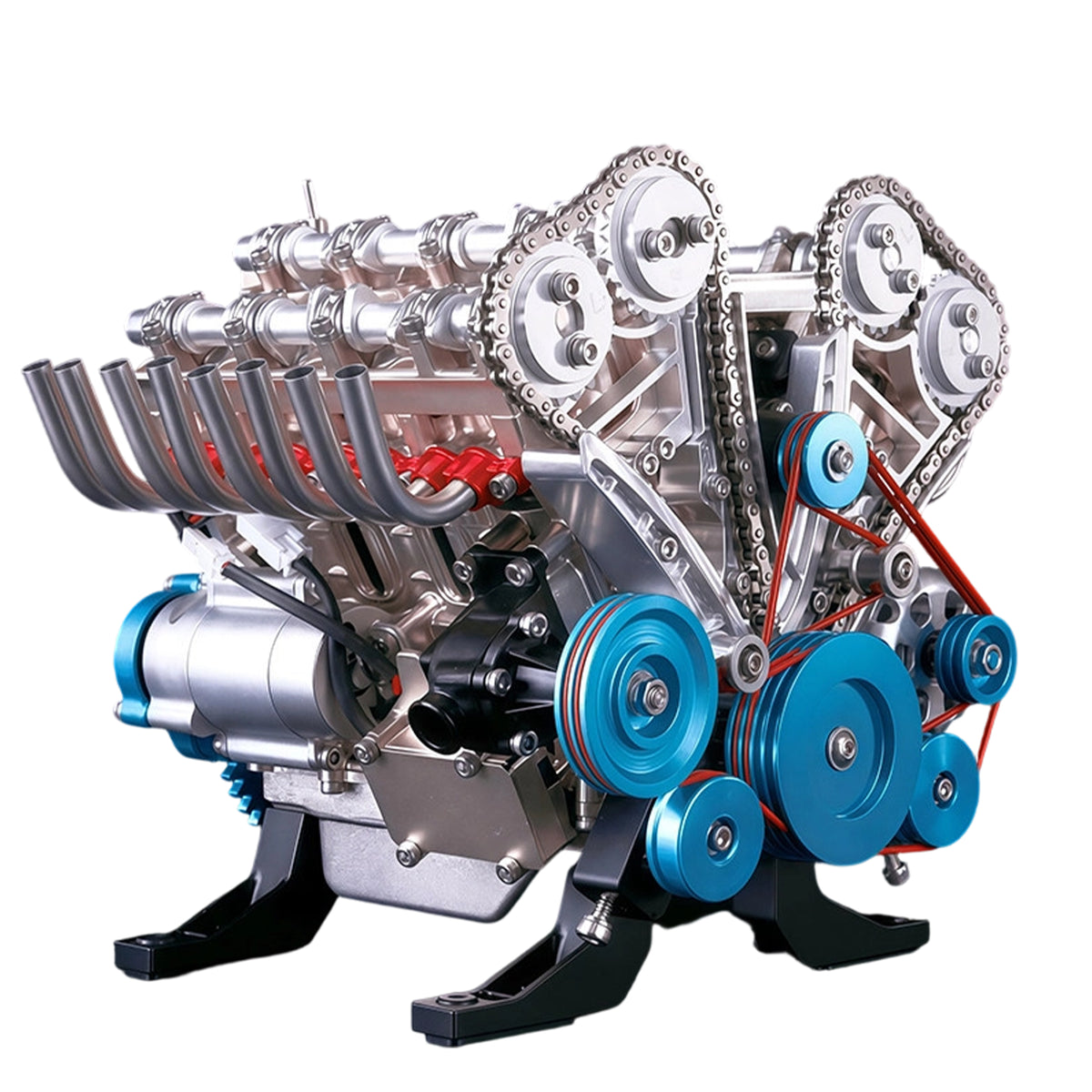 TECHING L4 Car Engine Model Full Metal Assembling Four-cylinder Building Kits