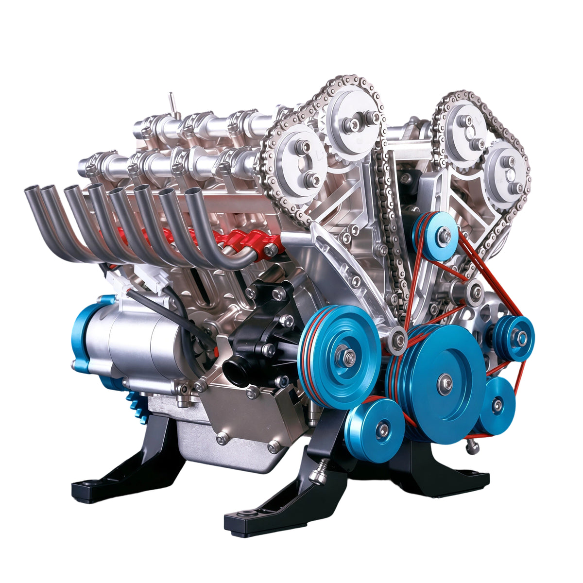 TECHING L4 Car Engine Model Full Metal Assembling Four-cylinder Building Kits