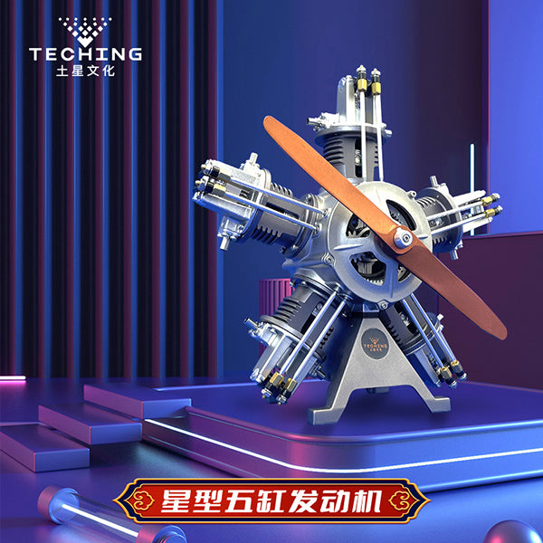 TECHING DIY 5 Cylinder Electric Mechanical Aircraft Radial Engine Model Kits
